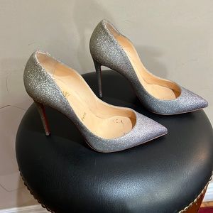 Christian Louboutin Silver Pigallefollies 100 GlitterMini Degrade Heels Size 39